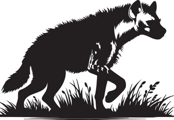 Hyena Silhouette Vector Art on White Background - Wild Scavenger Animal Icon Design


