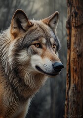Fototapeta premium Wild Beauty A Detailed Close-up of a Wolf in its Element