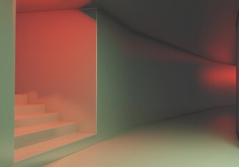 Fototapeta premium Surreal Liminal Space Scene 3d render illustration