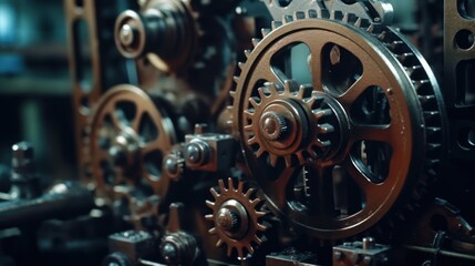 Obraz premium Close-up of intricate gears