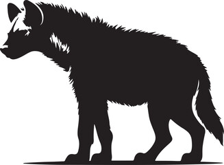 Hyena Silhouette Vector Art on White Background - Wild Scavenger Animal Icon Design

