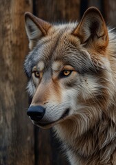 Fototapeta premium Natural Beauty of a Wolf's Fierce and Focused Gaze