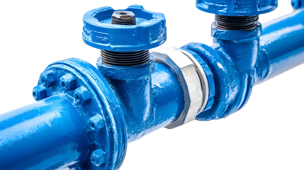 Water pipes and valves, isolated on a white background