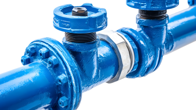 Water pipes and valves, isolated on a white background