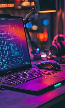Laptop with RGB Keyboard and a Colorful Screen