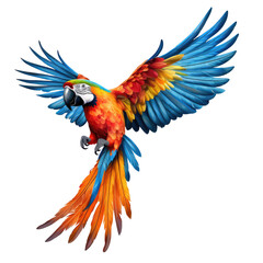 Obraz premium Macaw parrot are fly beautifully in bright colors isolated on a white background