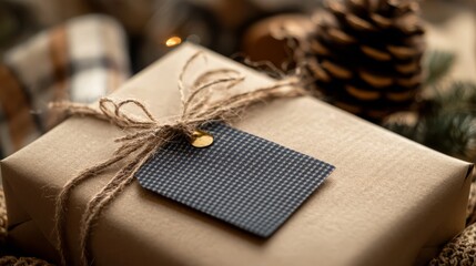 Rustic Gift Wrapped in Brown Paper 