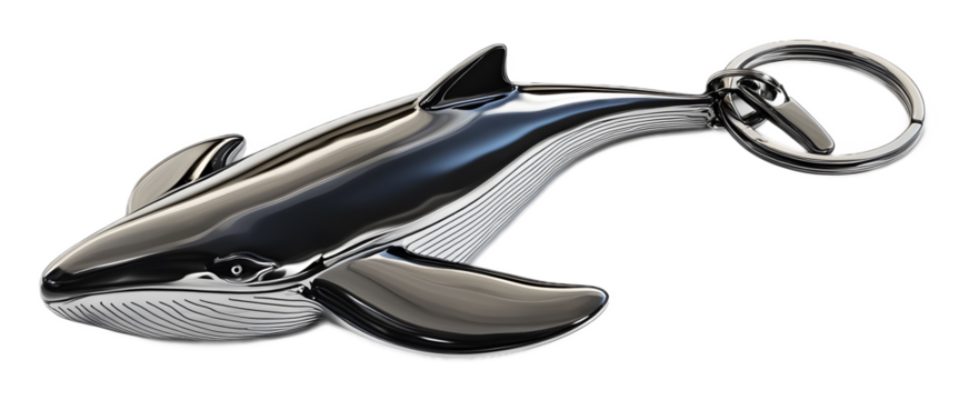Whale 3D keychain on a transparent background. isolated background.