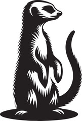 Meerkat Silhouette Vector Art on White Background - Alert Desert Animal Icon Design

