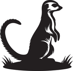 Meerkat Silhouette Vector Art on White Background - Alert Desert Animal Icon Design

