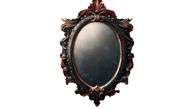 Whimsical reflection mirror isolated on a transparent background