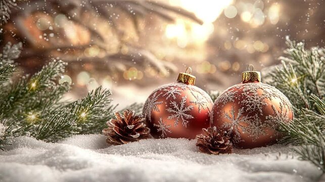 Christmas Baubles in Snow &ndash; Loop Video