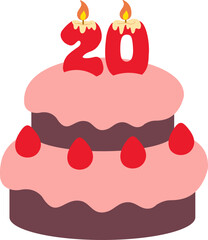 20th Birthday Cake Anniversary