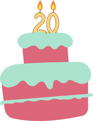 20th Birthday Cake Anniversary