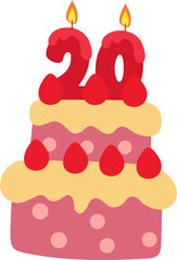 20th Birthday Cake Anniversary