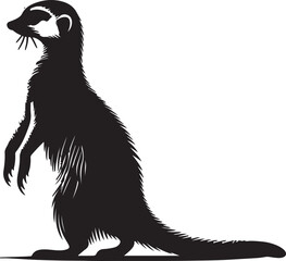 Meerkat Silhouette Vector Art on White Background - Alert Desert Animal Icon Design

