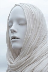 White mannequin head with a scarf on, sale discount concept