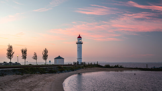October 25, 2024. Hellevoetsluis, The Netherlands. The Lighhouse of Hellevoetsluis, The Netherlands.