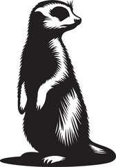 Meerkat Silhouette Vector Art on White Background - Alert Desert Animal Icon Design

