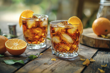 Smoky old fashioned with orange peel garnish.