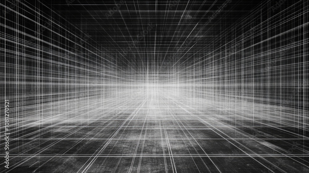 Poster abstract perspective grid background with light and shadow, futuristic design elements for technolog