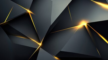 Abstract Geometric Background with Dynamic Light Effects and Angular Shapes in Dark Palette, Perfect for Modern Design Projects and Artistic Applications
