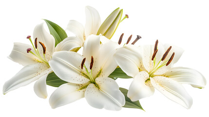 White lilies on a transparent background. isolated background.