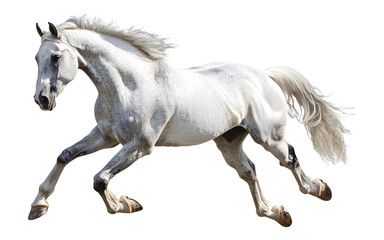 White horse galloping on a transparent background. isolated background.