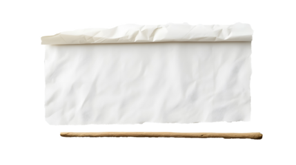 White paper sheet on a wooden stick on a transparent background. isolated background.
