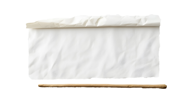 White paper sheet on a wooden stick on a transparent background. isolated background.