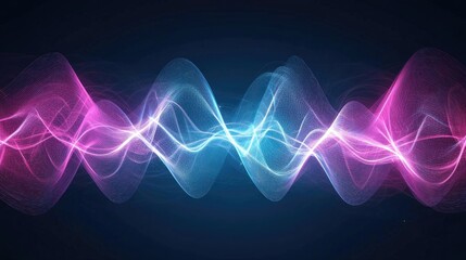 Fototapeta premium Vibrant Waveform Visualization with Colorful Fluid Lines Representing Energy Flow and Sound Waves in a Dynamic Abstract Style