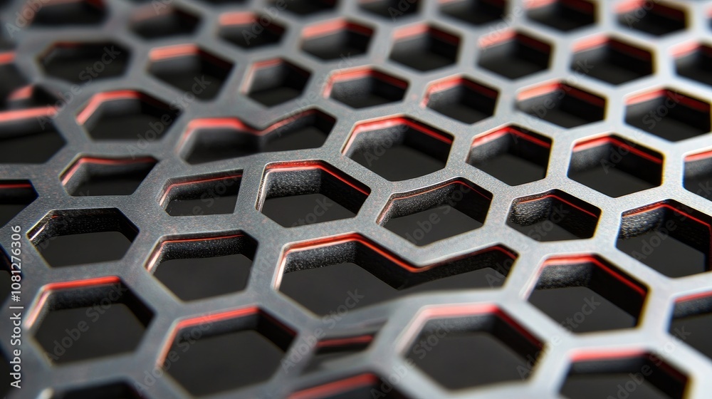 Poster abstract close-up of textured metallic honeycomb pattern showcasing a modern design with sharp edges