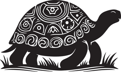 Tortoise Silhouette Vector Art on White Background - Timeless Reptile Icon Design

