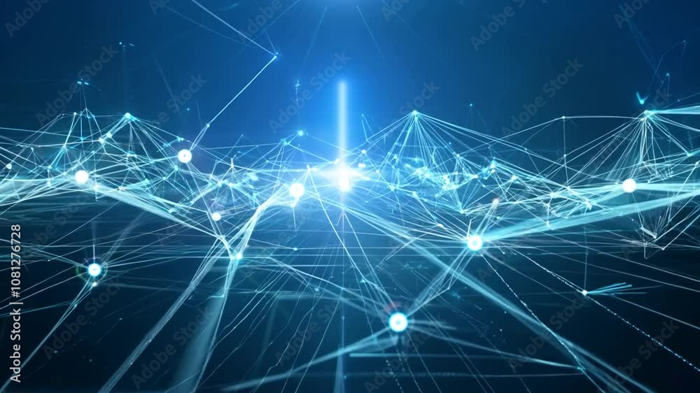 Poster dynamic tech network linking nodes in a digital future generative ai