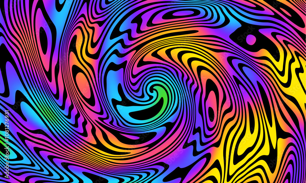 Leinwandbilder groovy psychedelic wave background for banner design. retro 60s 70s psychedelic pattern. modern wave