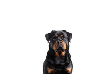 Obraz premium Portrait of a rottweiler dog sitting on a white background