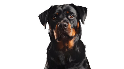 Fototapeta premium Portrait of a rottweiler dog sitting on a white background