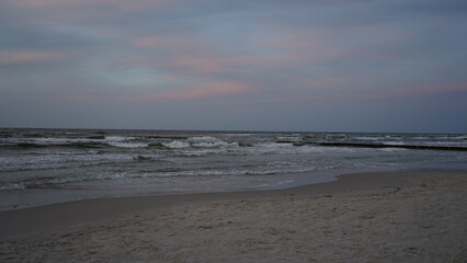 Sunset on the beach by the sea