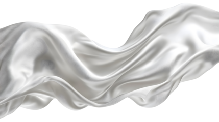 White silk or satin cloth waving on a transparent background. isolated background.