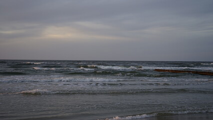 Sunset on the beach by the sea