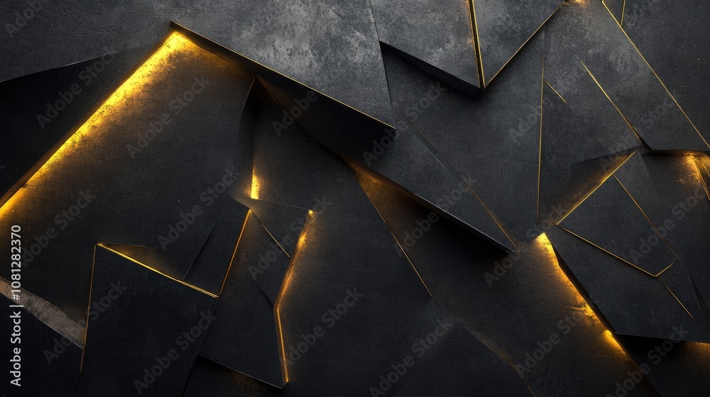 Poster abstract dark textured background with illuminated angular shapes creating a modern artistic design 
