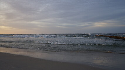 Sunset on the beach by the sea