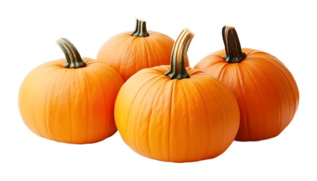 Whole pumpkins on a transparent background. isolated background.