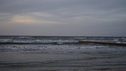 Sunset on the beach by the sea