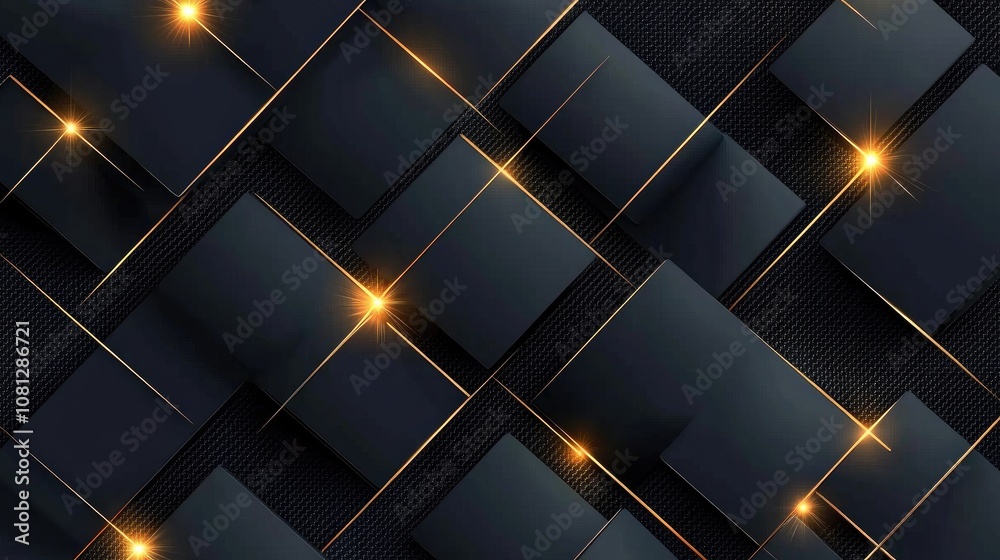 Poster abstract dark background with glimmering golden light reflections creating a modern stylish texture 