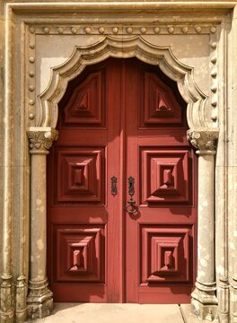 &ldquo;Elegant Red Moroccan-Style Door &ndash; A Gateway to Timeless Design&rdquo;