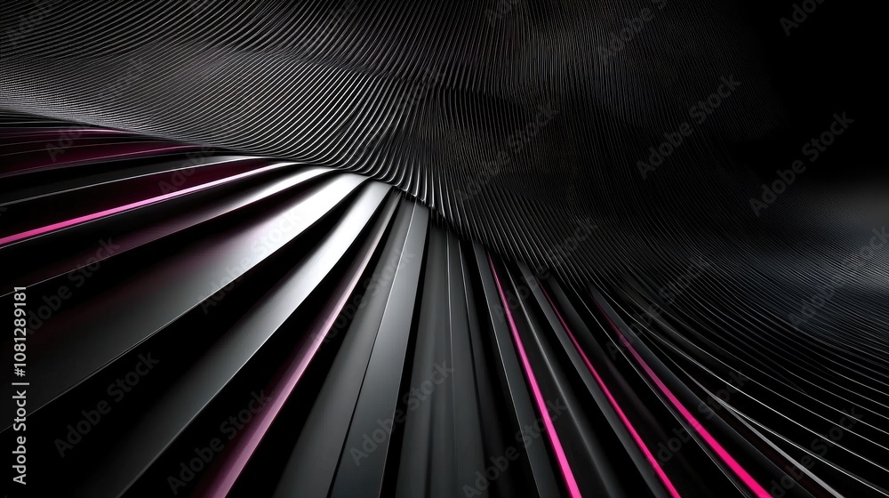 Poster abstract black and pink wavy lines creating a dynamic and modern pattern with depth and texture for 