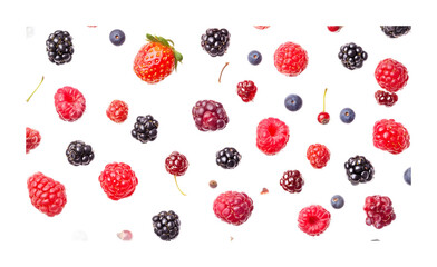 Wild berries mix on a transparent background. isolated background.