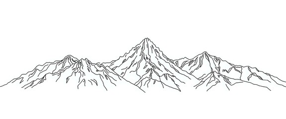 Majestic Black & White Mountain Range - Nature Art for Outdoor Activity Graphics
