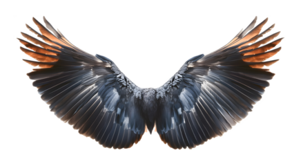 Wild turkey bird wings isolated on a transparent background